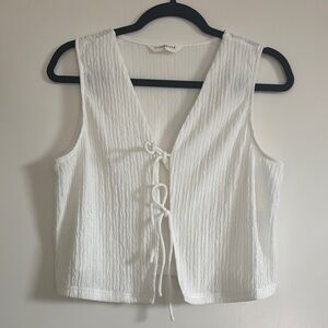 Commense White Textured Tie-Front top vest size L NWOT